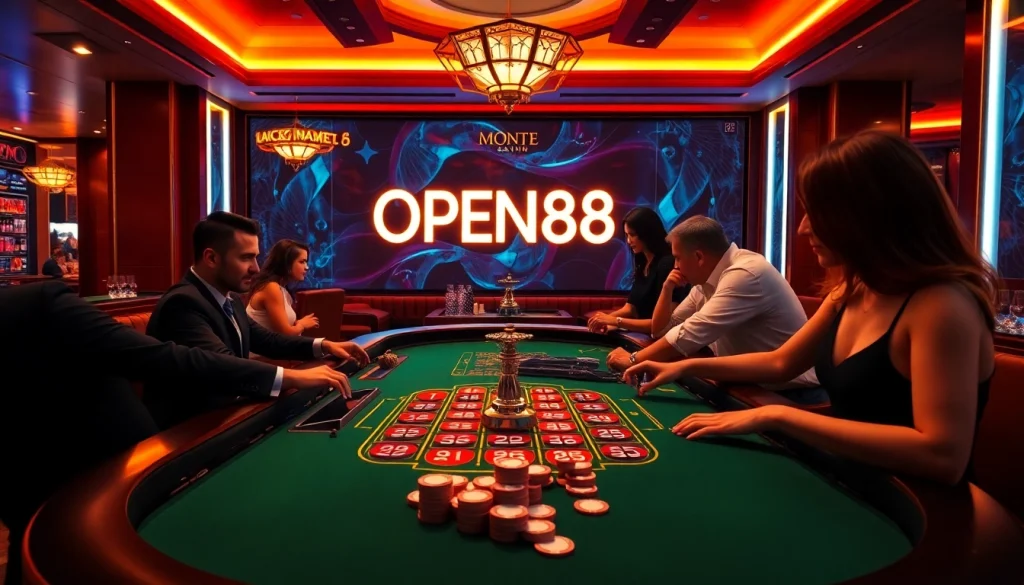 OPEN88 offers thrilling roulette fun with live dealers, poker chips, and engaging players in an upscale casino atmosphere.